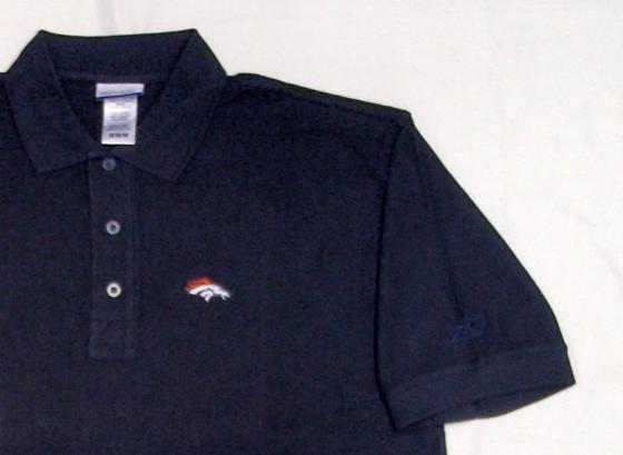 NFL グッズ Reebok リーボック ジャガード 半袖 ポロシャツ (黒) / Denver Broncos ( デンバー ブロンコス