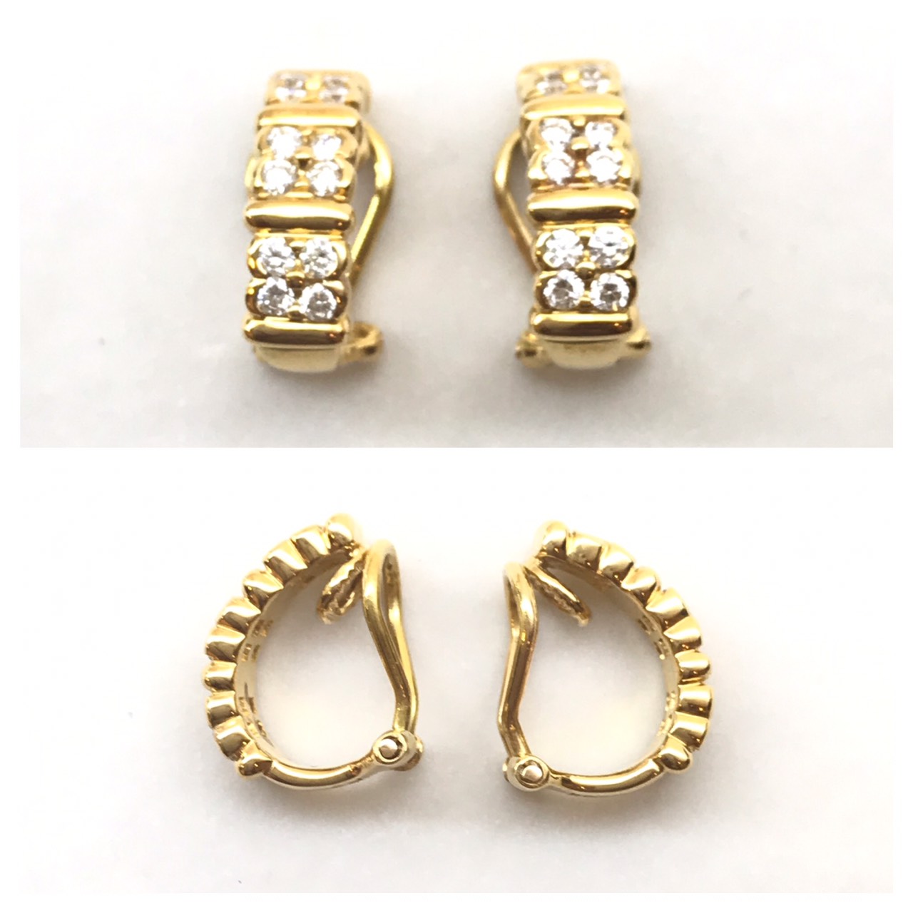 ジュエリー加工・イヤリング＞18金製ダイア入りクリップタイプの 